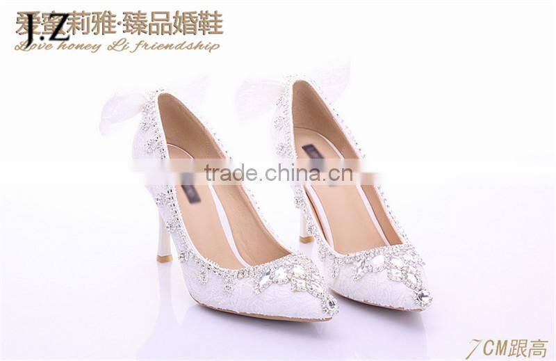 OW19 retail women fresh lace high heel wedding shoes