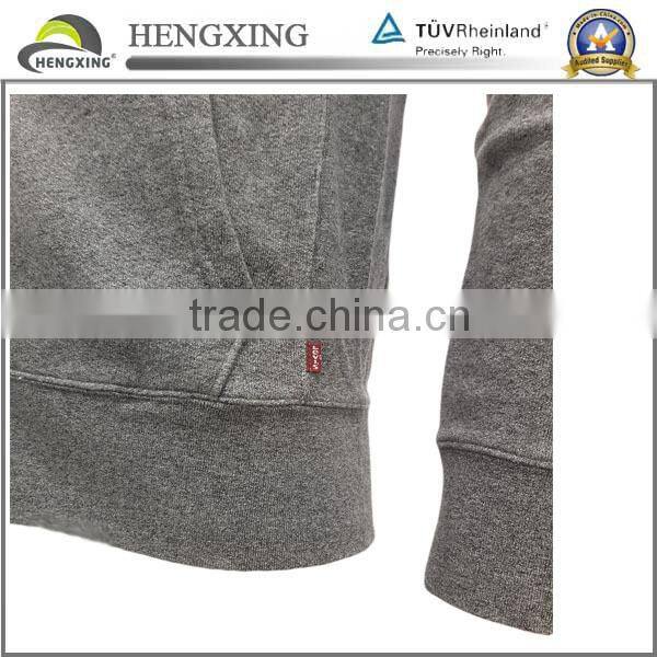 High Quality 100% Cotton Pullover Men Grey Hoodies