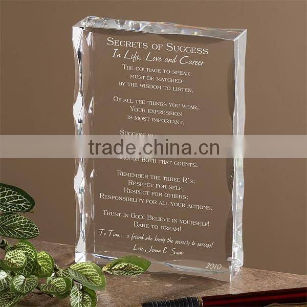 Noble clear cheap crystal book shape trophy for wedding souvenir