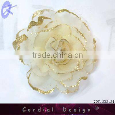 2013 New products creme feather flower for hair decorative flower
