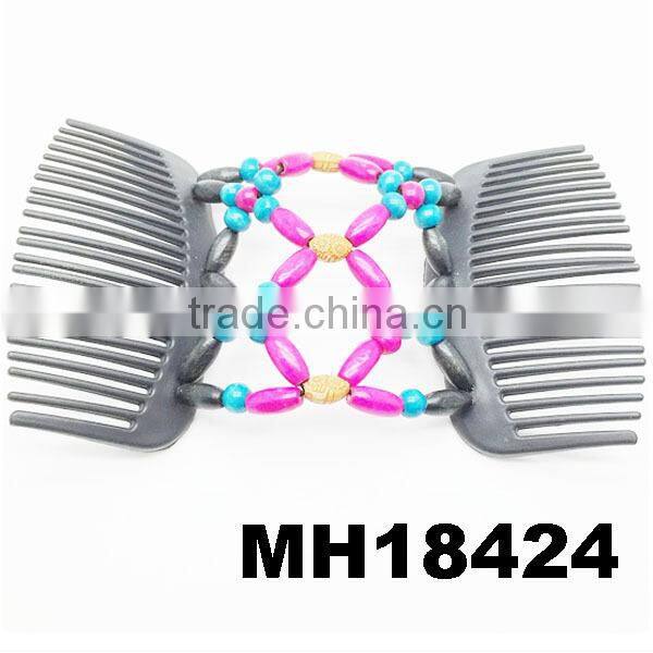 wholesale hand made colorful wood beaded hair comb