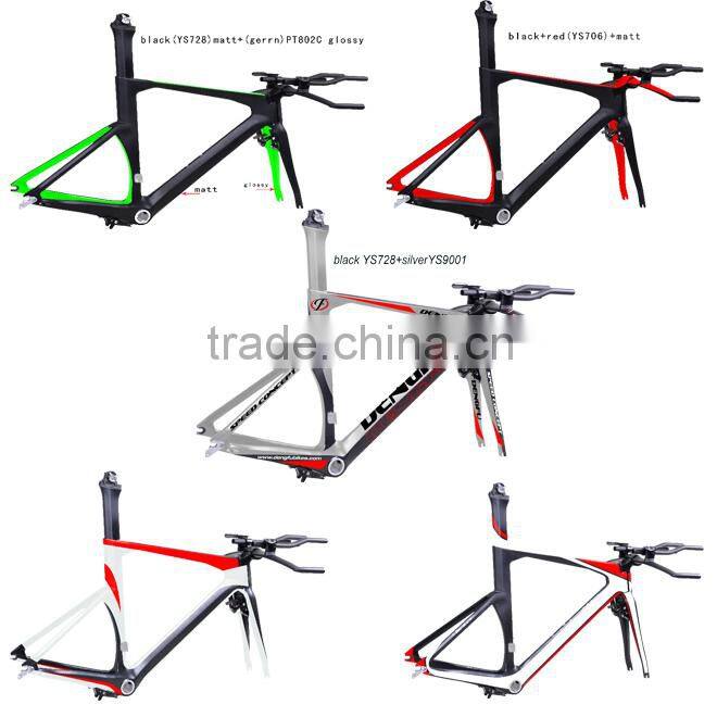 Dengfu time trial frame carbon fiber tt bicycle frame, di2 and mechanical triathlon frameset