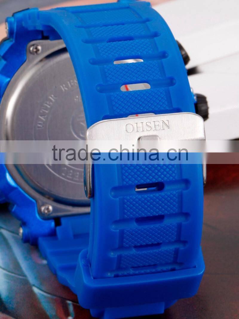 WJ-5257 Japan double movement digital men rubber strap waterproof fashion OHSEN student LED watch