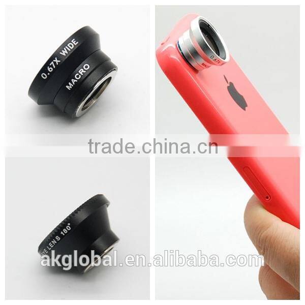 3 in 1 lens for iphone lens mobile phone lens fisheye+marco+wide general use