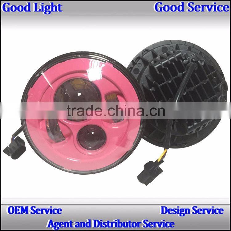 2016 Hot sales 7inch led j-eep wrangler headlights 40w pink base high beam 12v for J-eep cars