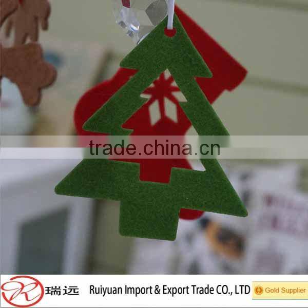 2015 promotional Cute felt Christmas boots hanging ornament with ribbon hanger