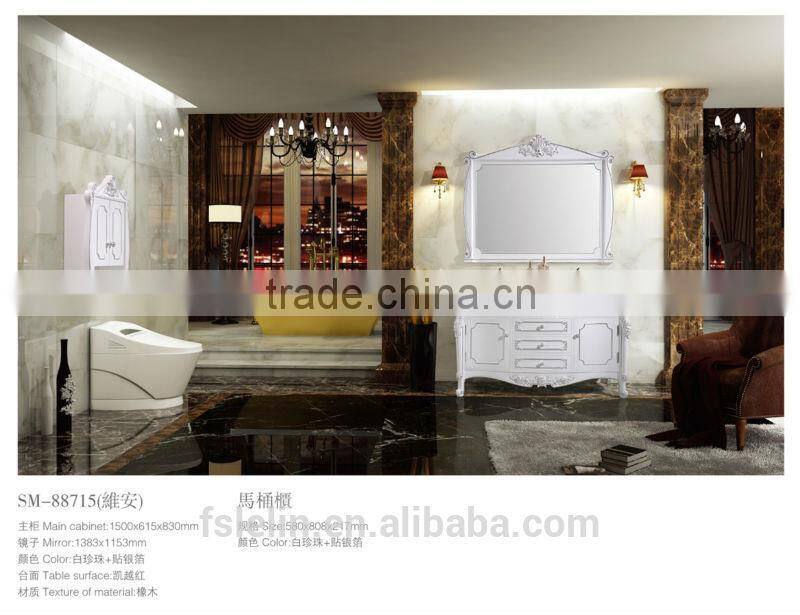 High end classical solidwood bathroom vanity design wash basin vanities LS-888715