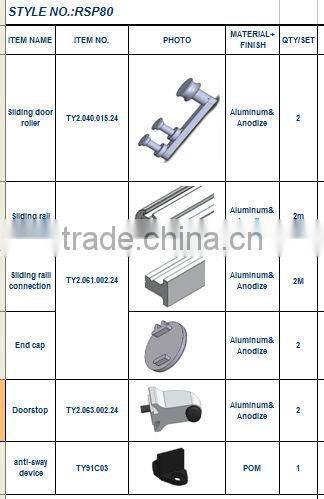 Aluminum sliding wooden door, classic wooden door hardware