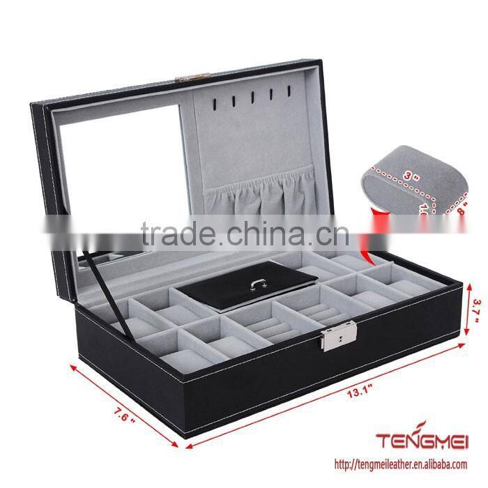 Leather Jewelry Box Watch Organizer, Watch Box with Jewelry Display