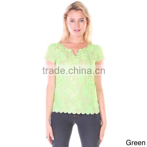 2014 hot sale women lace blouse new fashion lace blouse designs