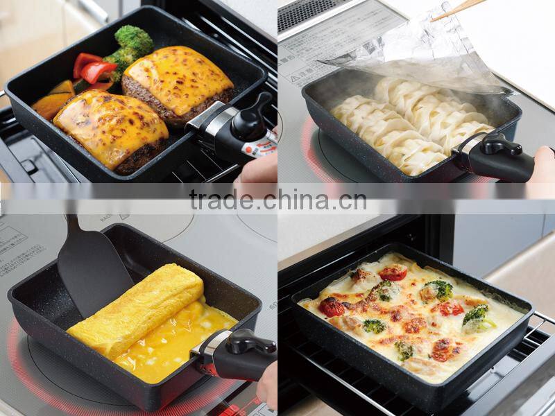 Arnest cookware kitchenware utensils marble coated frying aluminum alloy rolled egg grill roaster compacy pan 76323