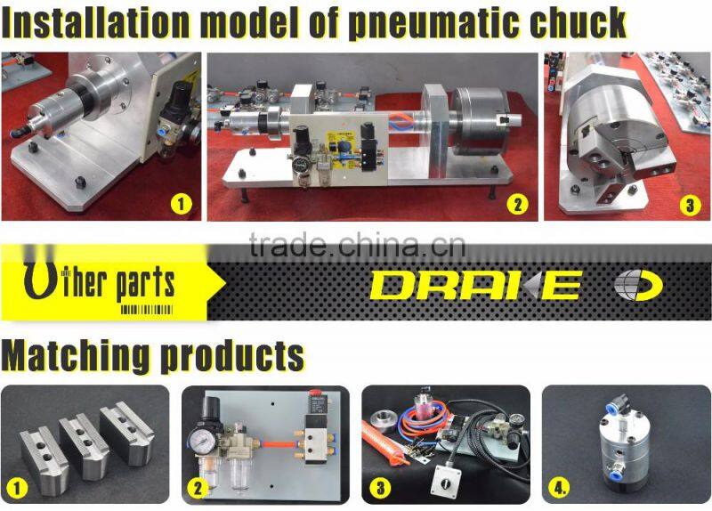 4 hardened jaw wedge style closed center pneumatic power chuck for CNC machine