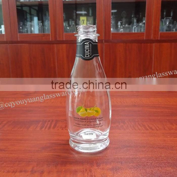 Hand soap screw top embossed custom made glass bottles 500 ml