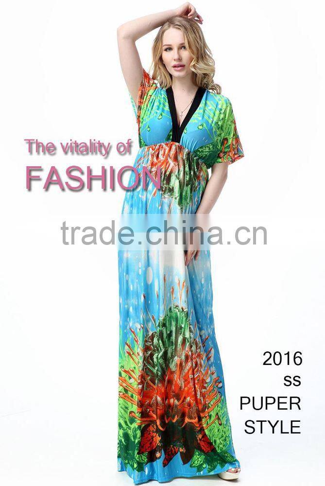 2016 new Bohemia beach Skirt bat sleeve dress