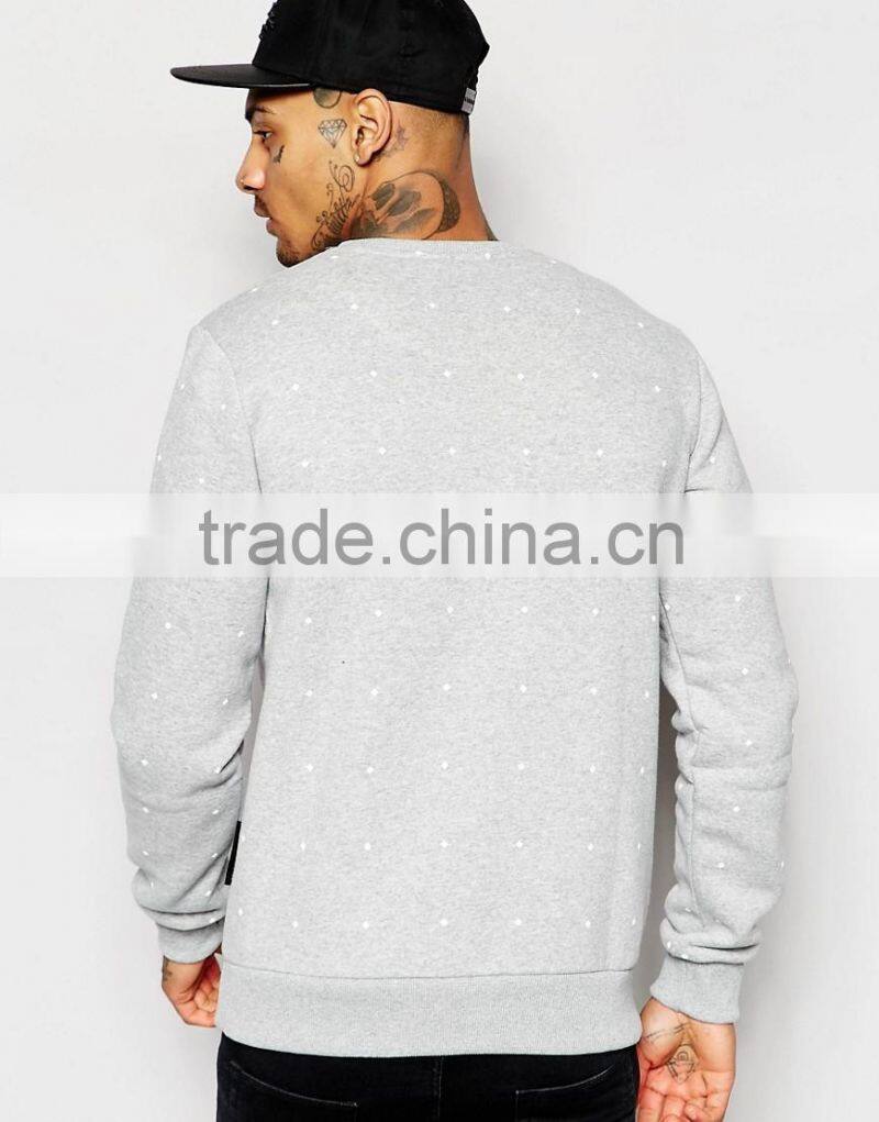 Daijun high quality no zipper and no pocket 100% cotton round neck grey silk- printing on the chest logo men led hoodie