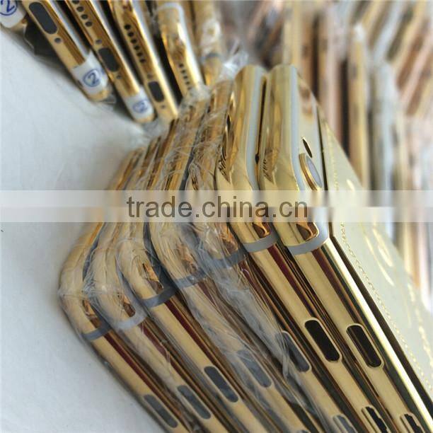 new design for apple iphone 6s plus gold frame body , for iphone 6s 24ct gold back cover