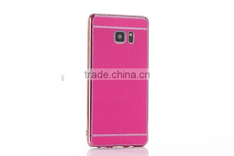 Wholesale price for Samsung galaxy note 7 electroplate tpu case with litchi leather skin cover