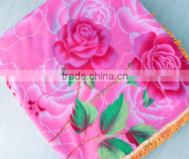 bed sheet flower printed polar fleece blanket