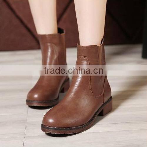 2015 Autumn new design women round toe low heel casual women shoes fashion British style lace-up ladies ankle boots PH3883
