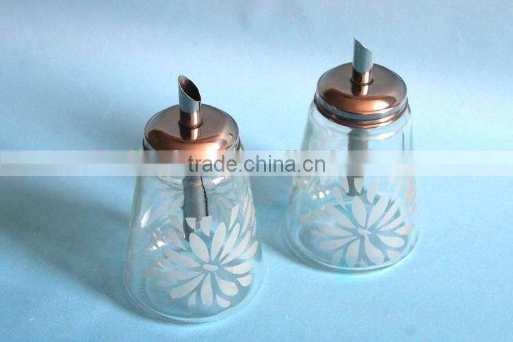glass sugar dispenser shaker bottle with decal printing