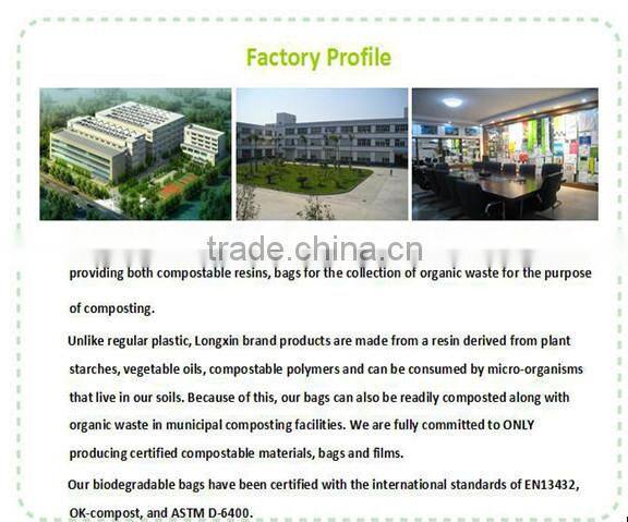 100% EN13432 ASTM D6400 cornstarch biodegradable shopper bag