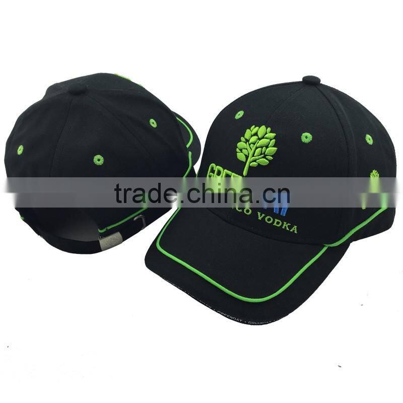 6-Panel custom your own hat with raised embroidered pattern baseball cap with metal buckle