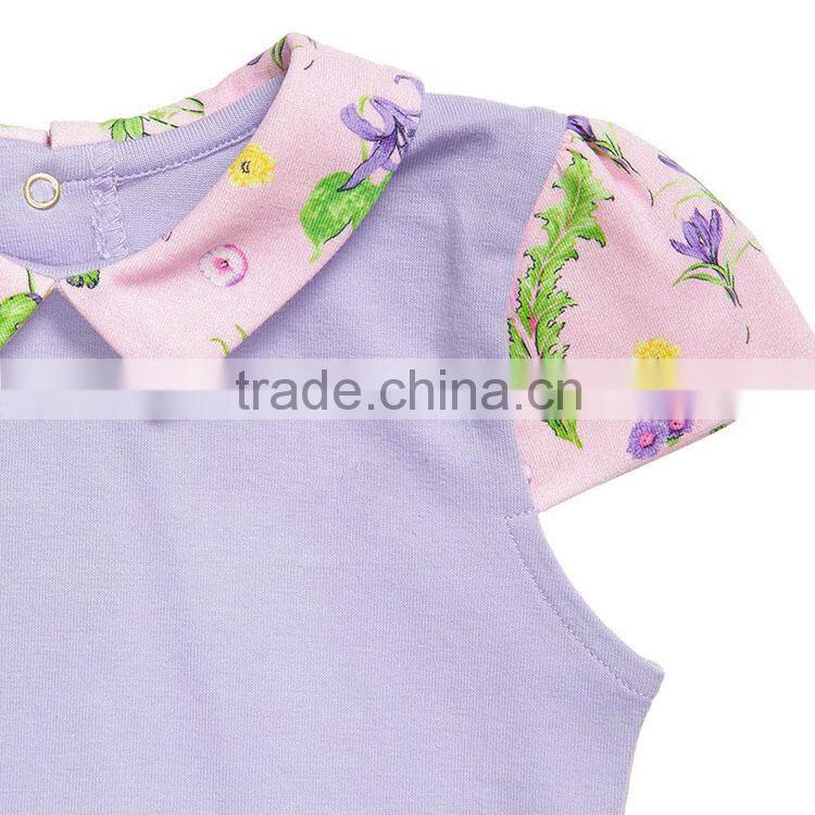 stylish baby girl clothing china, purple cotton cap sleeves t shirt