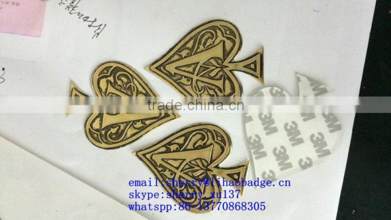 top quality Custom thin metal brand name logo label tin sticker Whisky bottle sticker