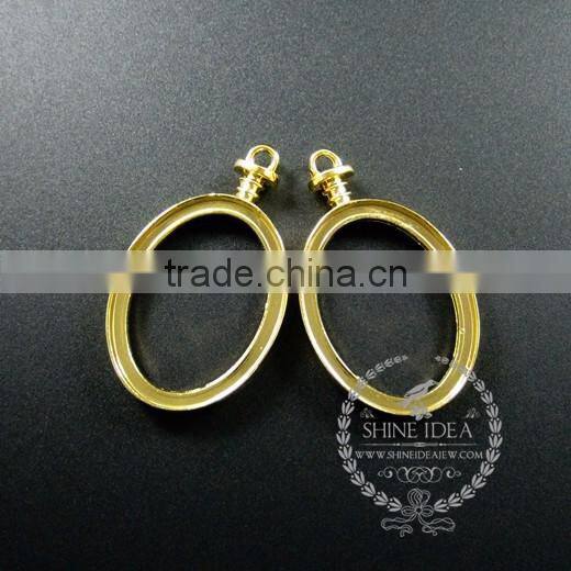 30x40mm gold plated alloy oval pendant charm DIY bezel setting glass tray jewelry supplies 1850258