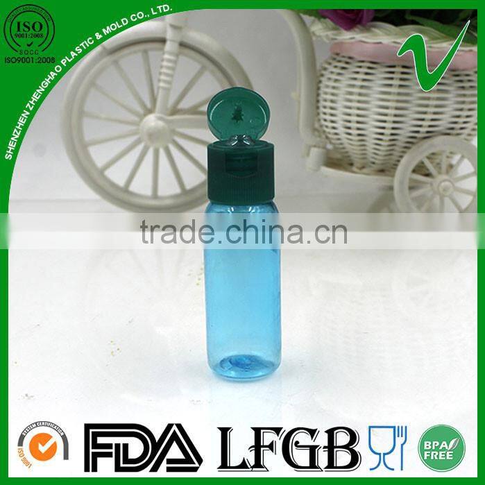 Hot sale empty cylinder 30ml cosmetic plastic bottles with flip top cap