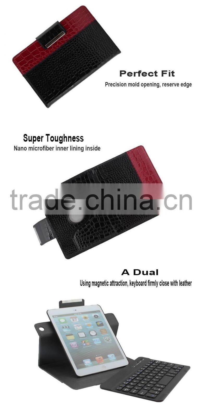 Crocodile Pattern wireless keyboard for tablet pc iPad mini1/2/3-P3601