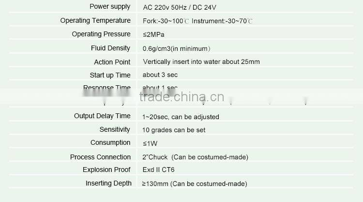 2015 new Vibration Tuning Fork Level Switch/Level Sensor(Chuck Installation)