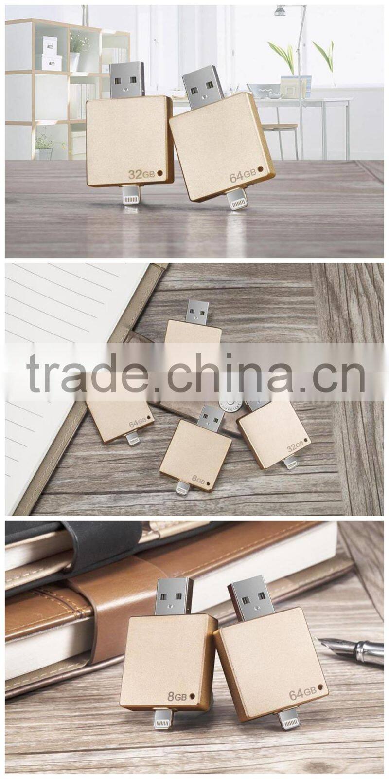 Gold metal material 8gb 16gb 32gb 64gb OTG 2.0 USB Flash drive Memory phone U Disk