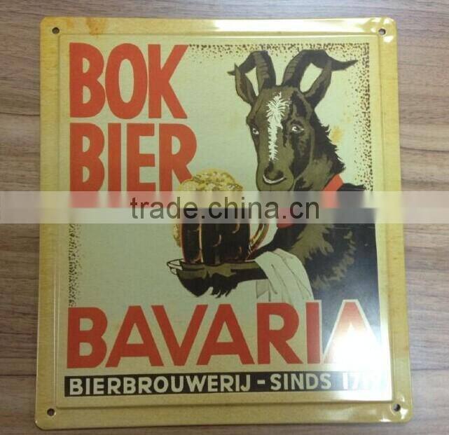 retro extrude tin beer sign