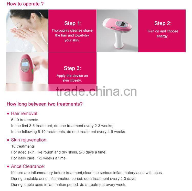 Home use IPL epilator device/ipl acne clean Professional 2016 Bikini Permanent Removal System IPL Laser Hair Removal device For