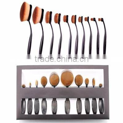 2016 New High Quality 10pcs Oval Makeup Brush Set Cosmetic Toothbrush Curve Foundation Cream Powder Blusher Makeup brush Tool