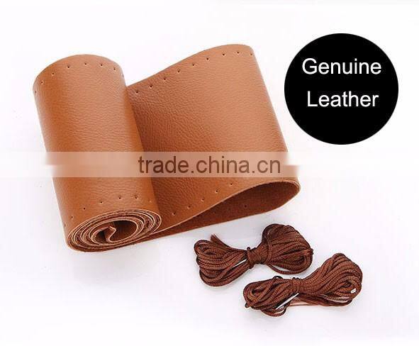 Car Truck Leather Steering Wheel Cover With Needles and Black Thread DIY