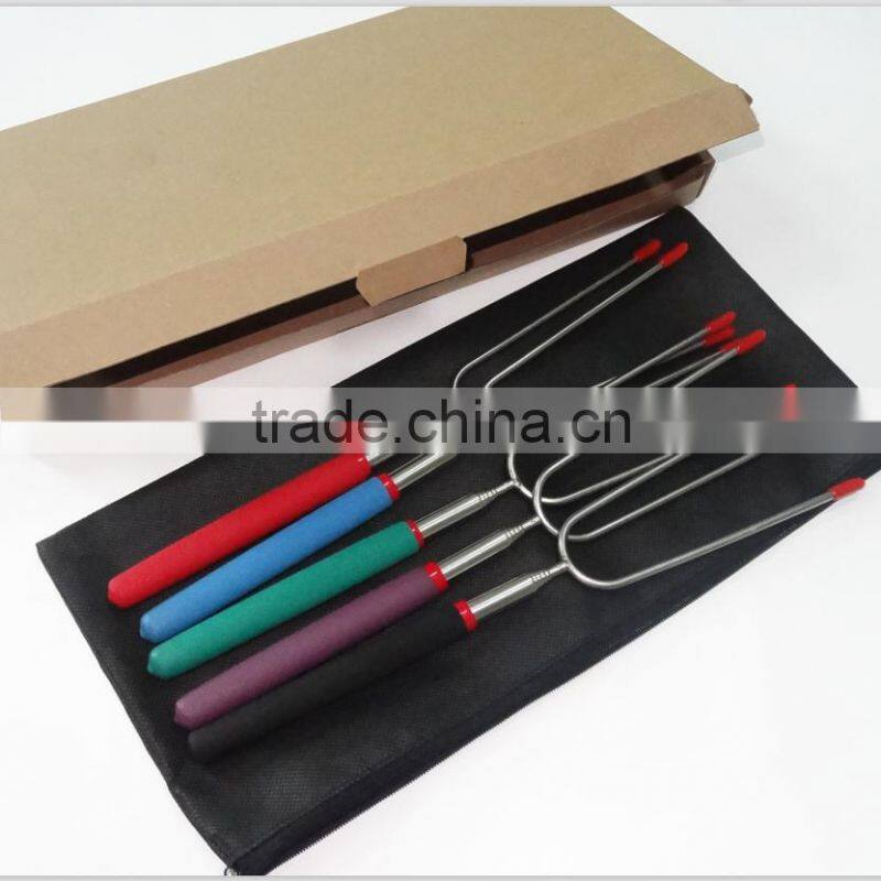 Marshmallow Roasting Sticks, Hot Dog Campfire Accessories 34 Inch Telescoping Forks