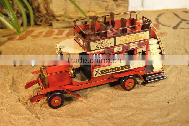 Antique metal handicraft bus model with paint