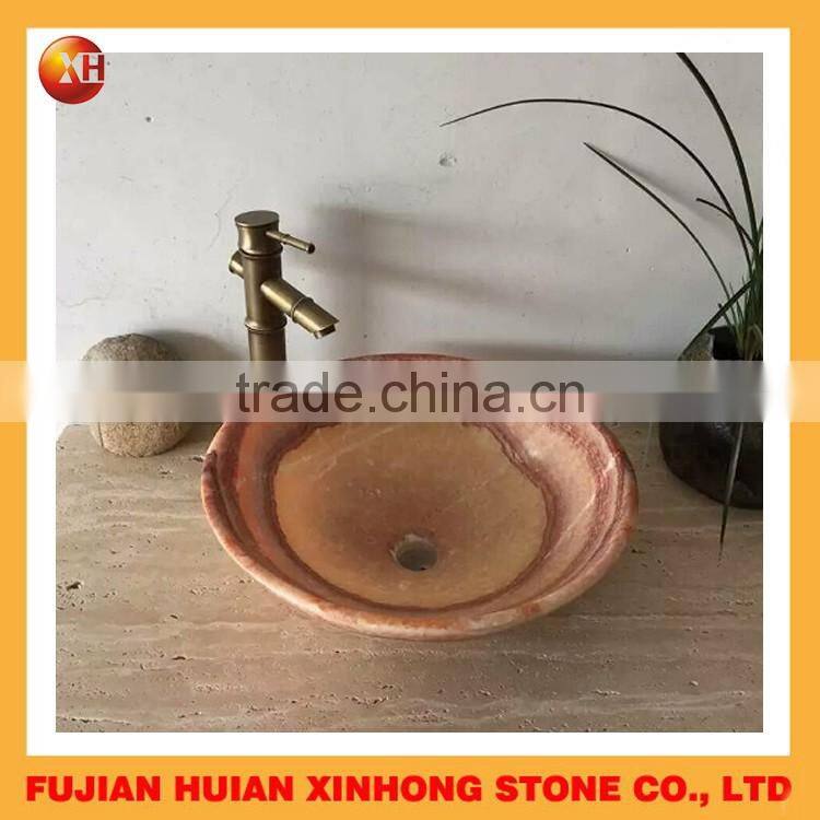 2016 Red gradient indoor granite top stone wash basin