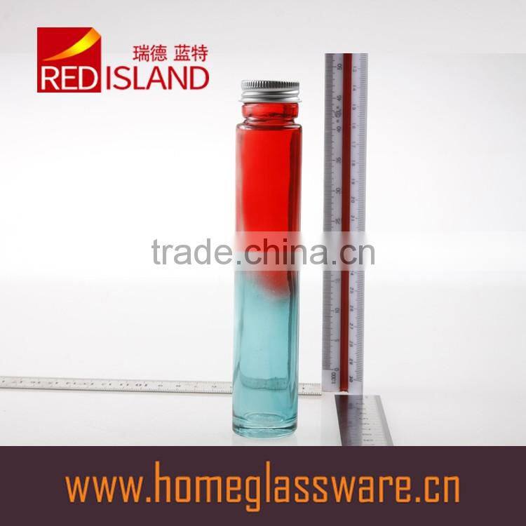 short and thin clear glass bottle for oil, candies or other storage or as fancy gift