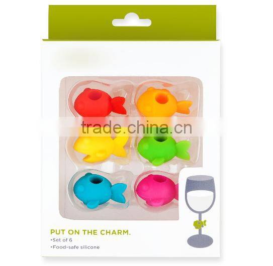 Cute fish shape wine cup marker silicone wine charm