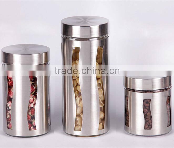 airtight glass canister with stainless steel coating