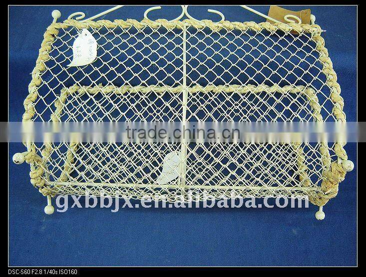 White wire woven magazine&file storage holders&racks