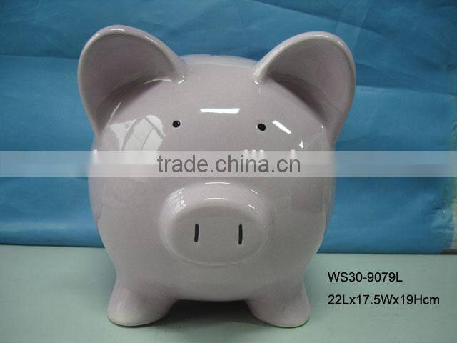 Hot sales cheap ceramic pink piggy bank for promotional gifts