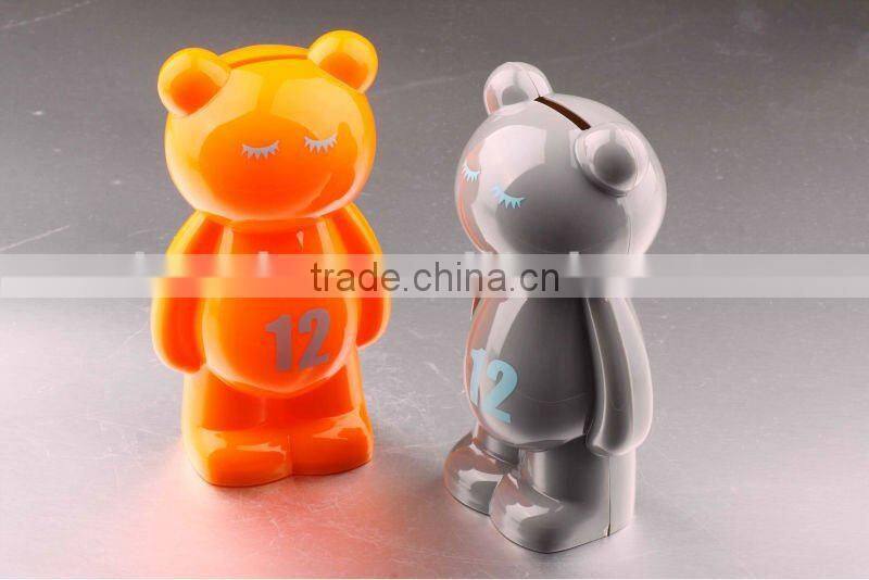 High quality colorful bear shape plastic saving bank