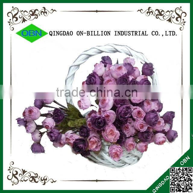 Cheap white wicker flower basket with handle