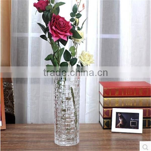Straight Hape Glass Vase with Weave for Decoration&Gift