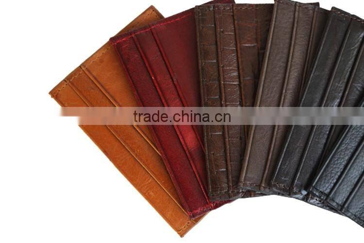 Top grain leather in top quality leather card holder 5-slot credit card holder for business