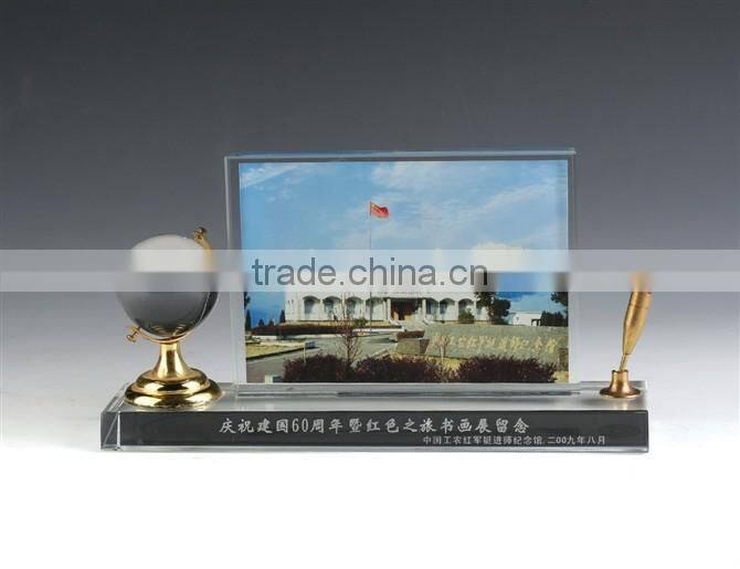 JINGYAGE K9 Custom Office Table Set Crystal Pen Card Holder Set With Globe